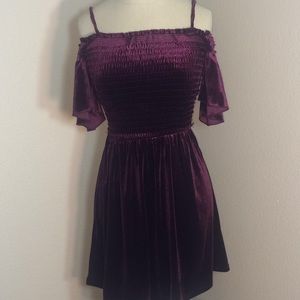Velour Purple Dress off shoulders w/ Corset top